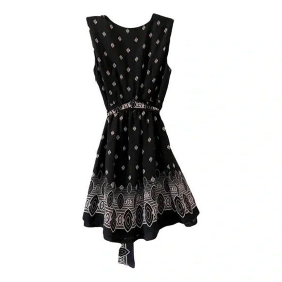 Anna Sui For Target | Black Silk Sleeveless Belted Wrap Mini Dress, Small - Picture 4 of 6